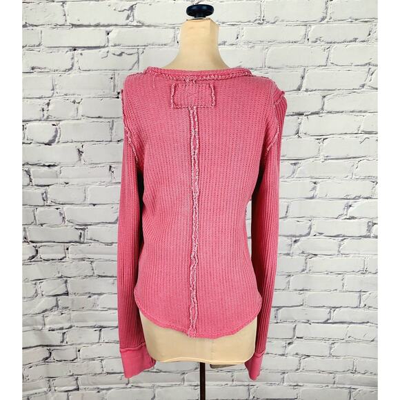 Anthropologie We the Free Top Womens L Roll with it Thermal Waffle knit cozycore - Picture 2 of 7
